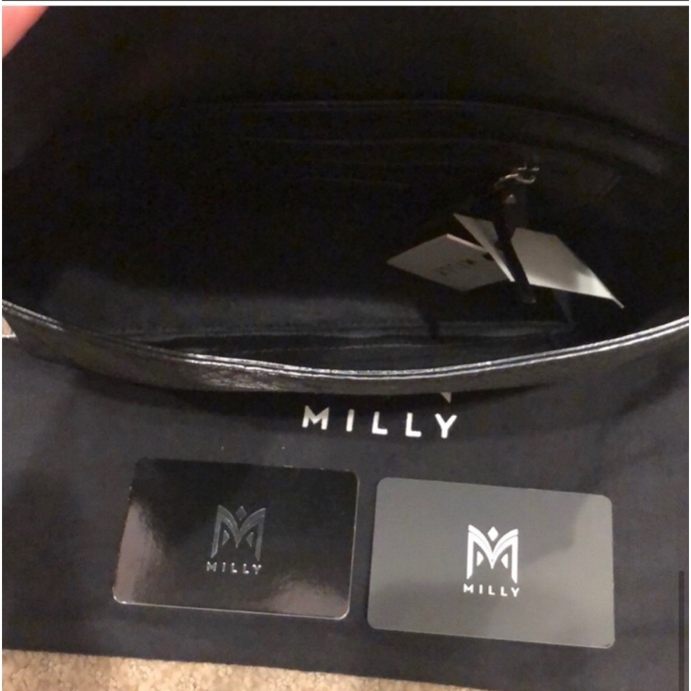 Nwt Milly Collins Python-Embossed Suede Clutch Bl… - image 5